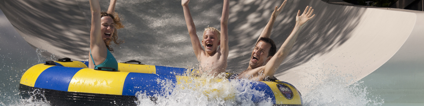 family on family raft ride at six flags white water