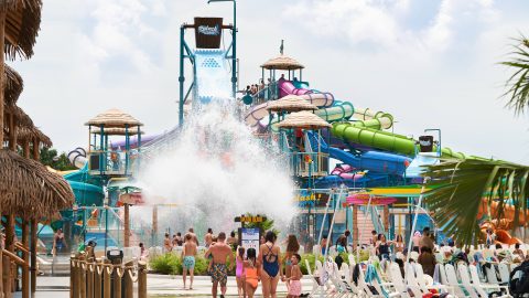 Hurricane Harbor Splash Island wide shot (1)