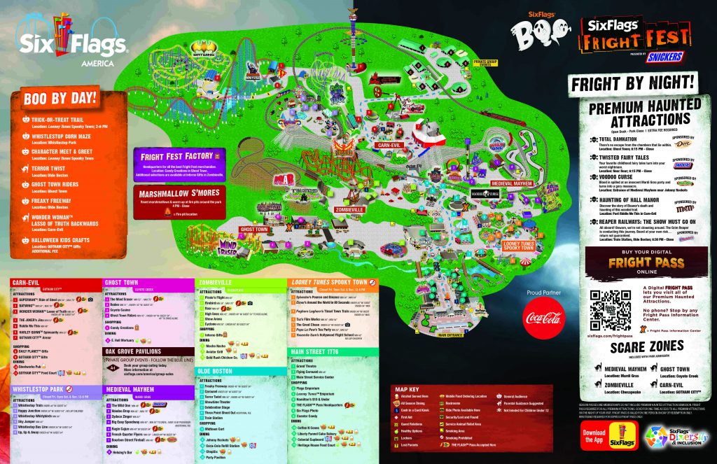 Six Flags America Fright Fest Park Map