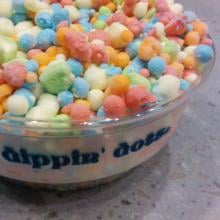 Small container of rainbow Dippin' Dots
