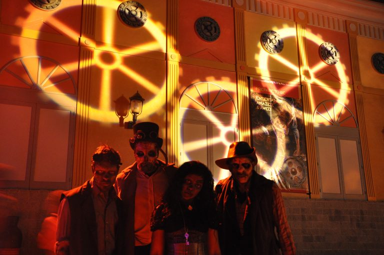 four frightening zombies at Fright Fest